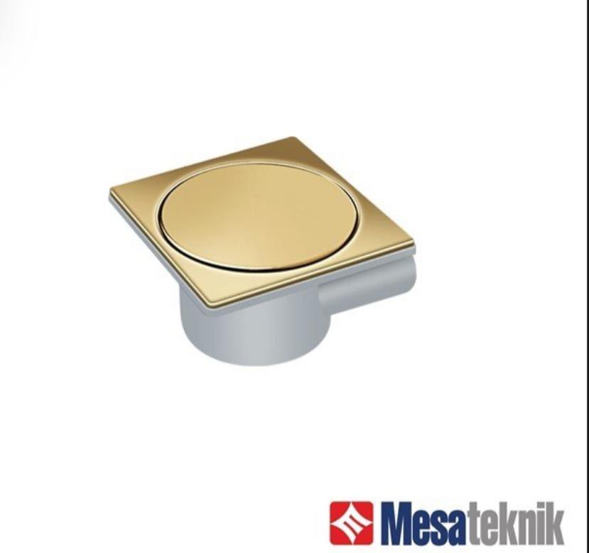 Mesa 12x12 Plastik  Paslanmaz Izgaralı Basçık Yer Sifonu Altın