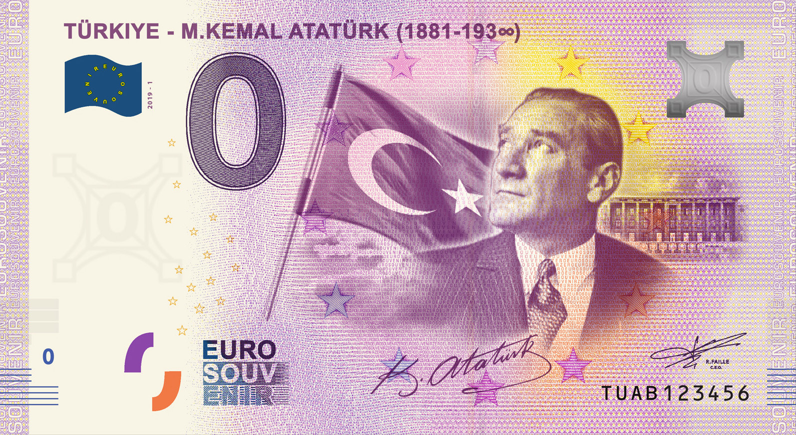 0 Euro Hatıra ve Koleksiyon Parası - Atatürk 2019 Föylü
