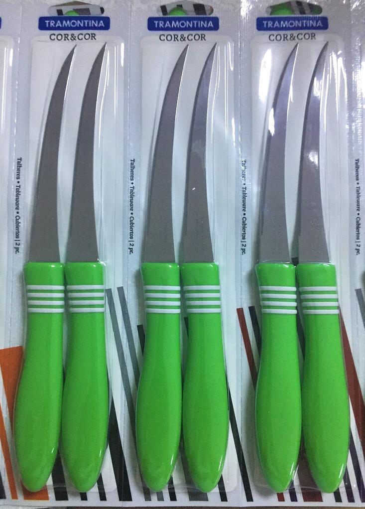 Tramontina 6 Adet Tırtıklı Uzun Kıvrık Mutfak Bıçağı - Yeşil