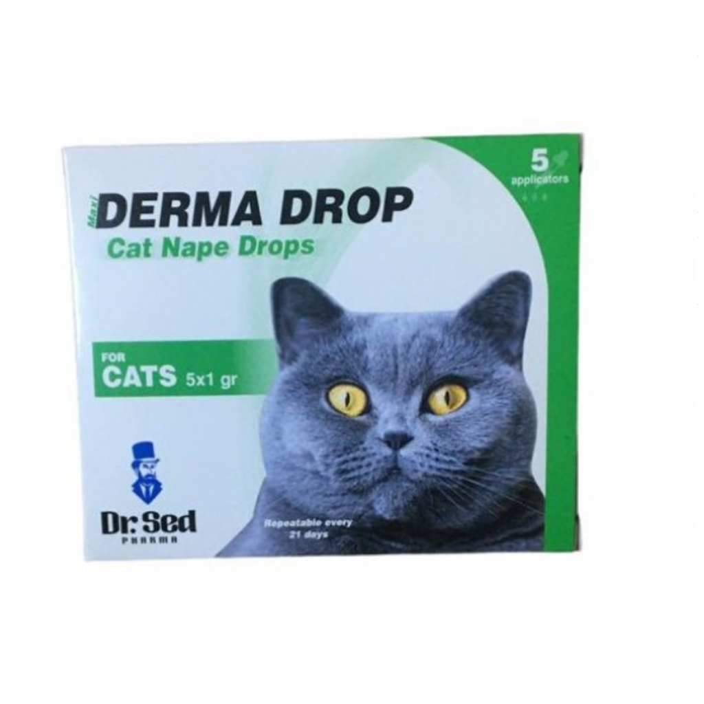 Derma Drop Bit Pire Kene için Kedi Ense Damlası