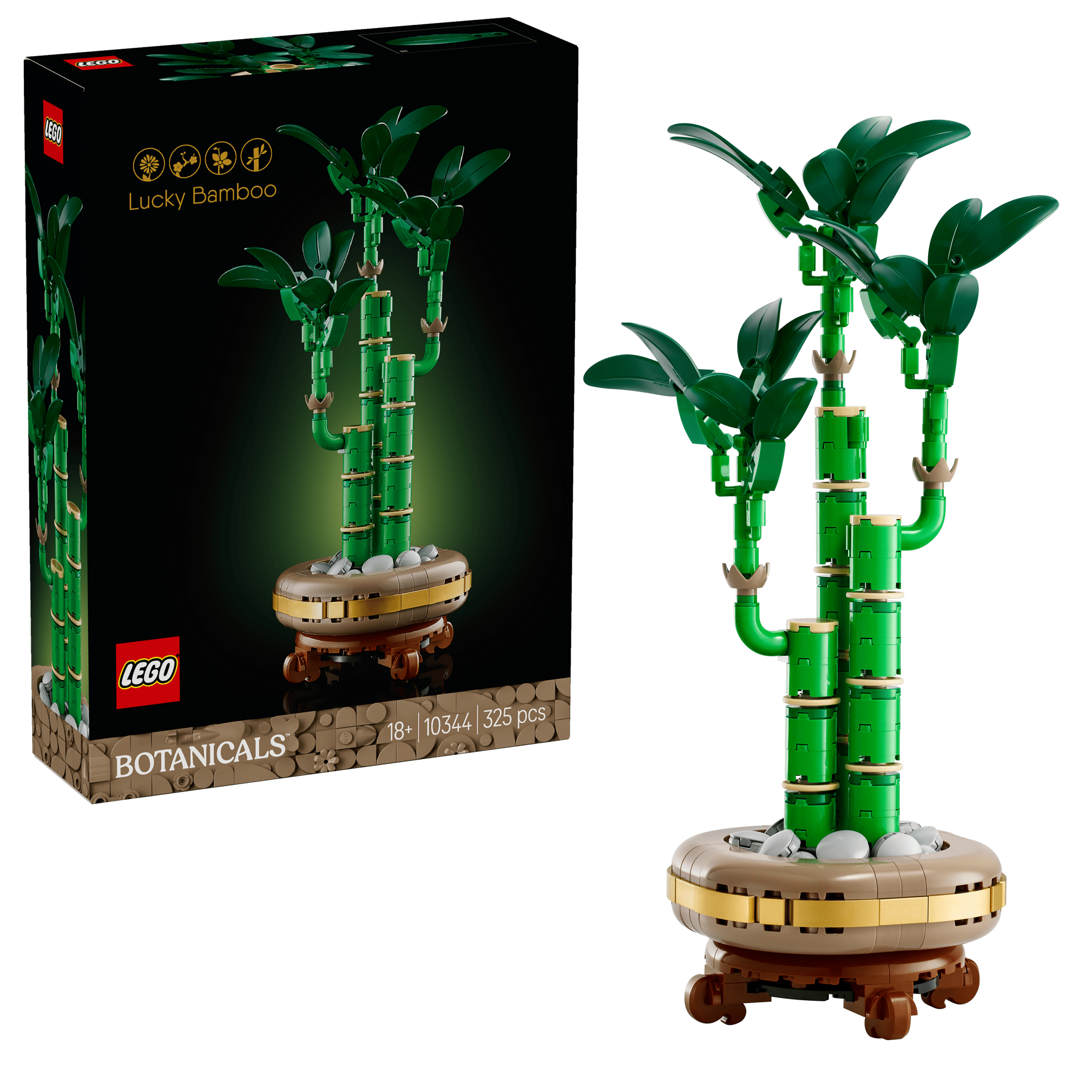LEGO® Botanicals Şans Bambusu 10344– Yetişkinler için Ahşap Efektli Saksı İçeren Dekoratif Bitki Yapım Seti (325 Parça) ürün görseli