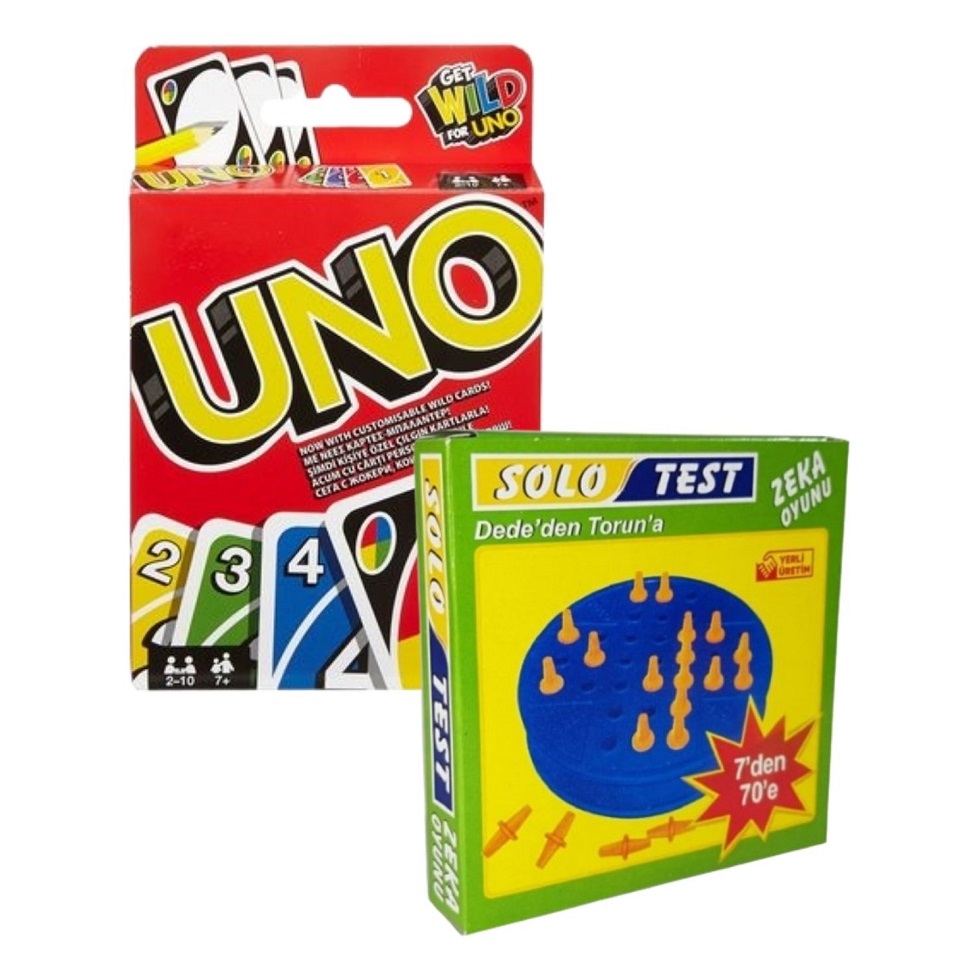 2 Li Kart ve Zeka Kartları Oyun Seti Solo Test/ Uno Kart Oyunu