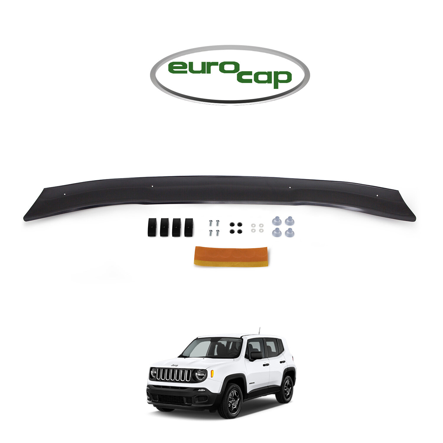 Kolaylıspider Eurocap Jeep Renegade Ön Kaput Koruma Rüzgarlık 3mm (ABS) 2015-›