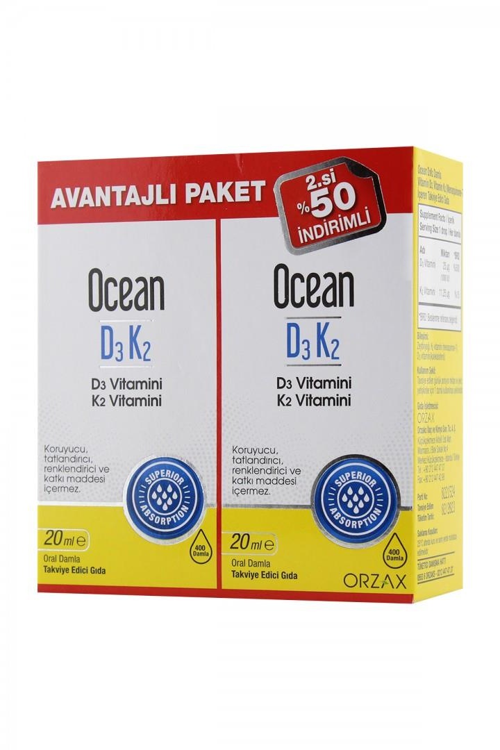 Ocean Vitamin D3K2 Damla 20 ML 2'li Avantaj Paket