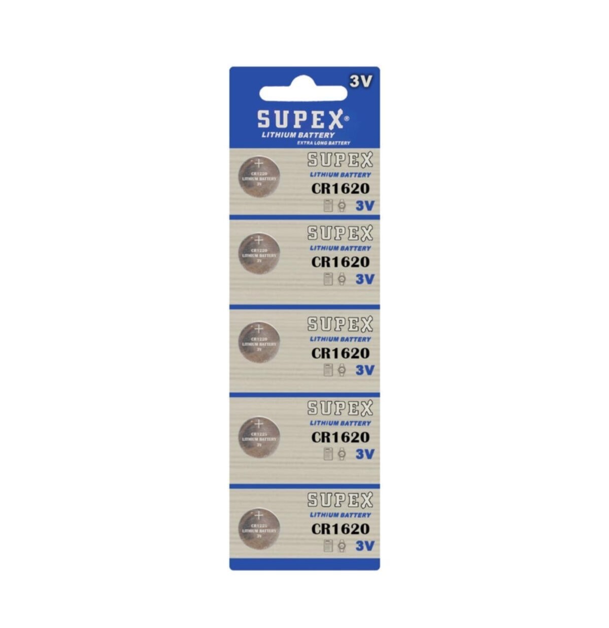Supex Extra Long Battery CR1620 3V Lityum Düğme Pil 5'li