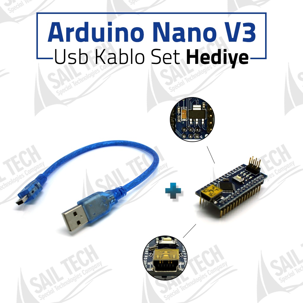 Arduino Nano V3 CH340 + USB Kablo Set
