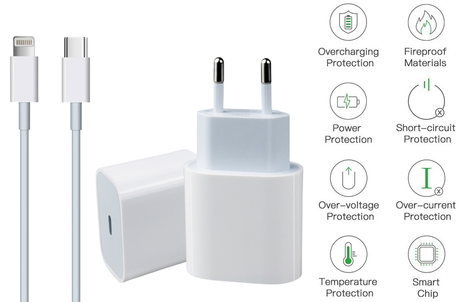 Apple AirPods Pro Uyumlu 20W USB-C to Lightning PD Şarj Cihazı / Şarj Aleti Seti 