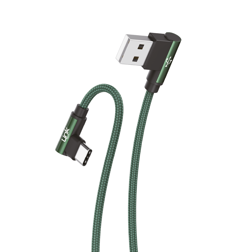 Linktech K594 Safe TYPE-C USB 90 Derece Şarj Kablosu - Yeşil