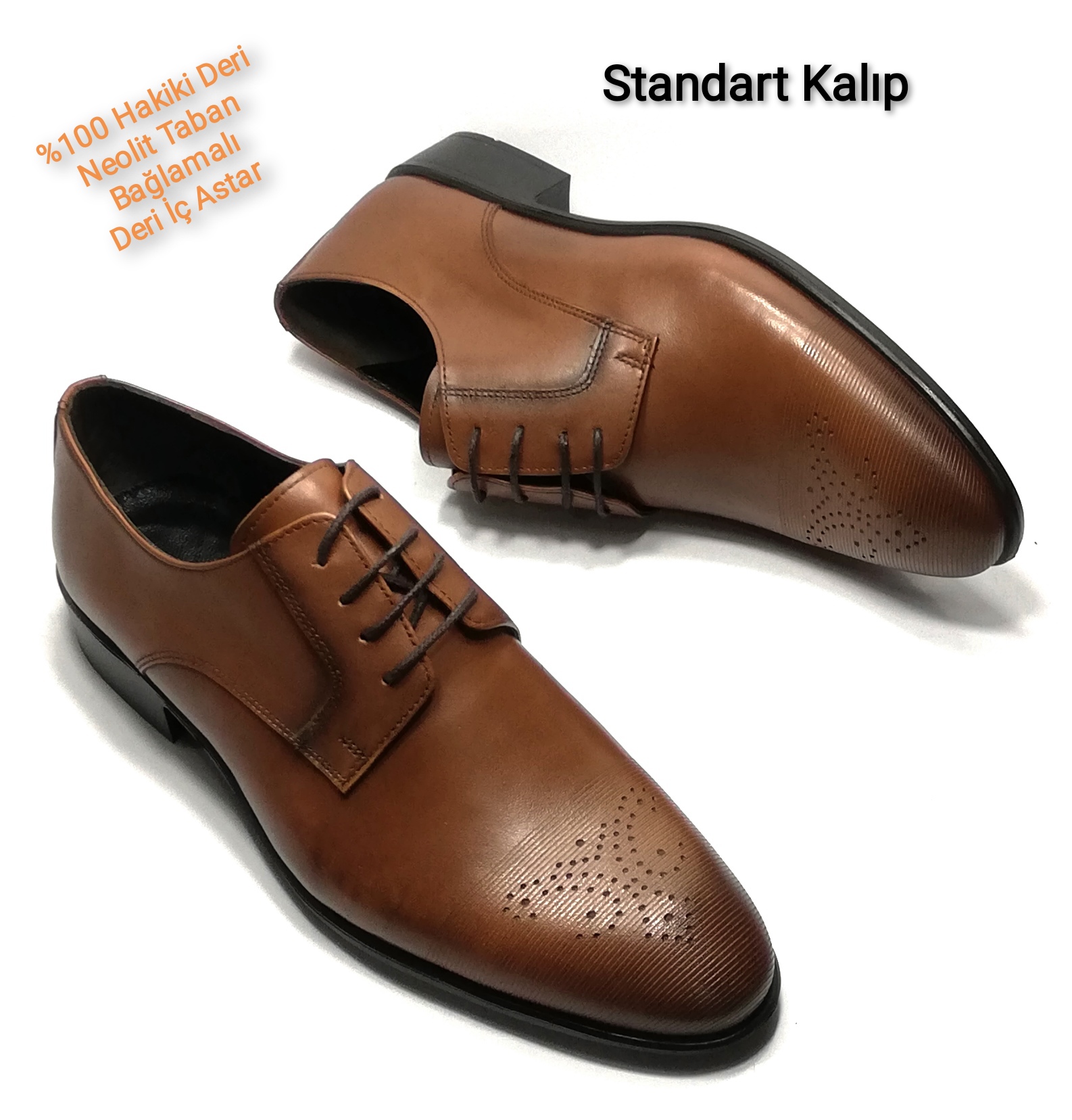 Dikmen Kahverengi Erkek %100 Deri Bağlamalı Klasik Ofis Ayakkabı