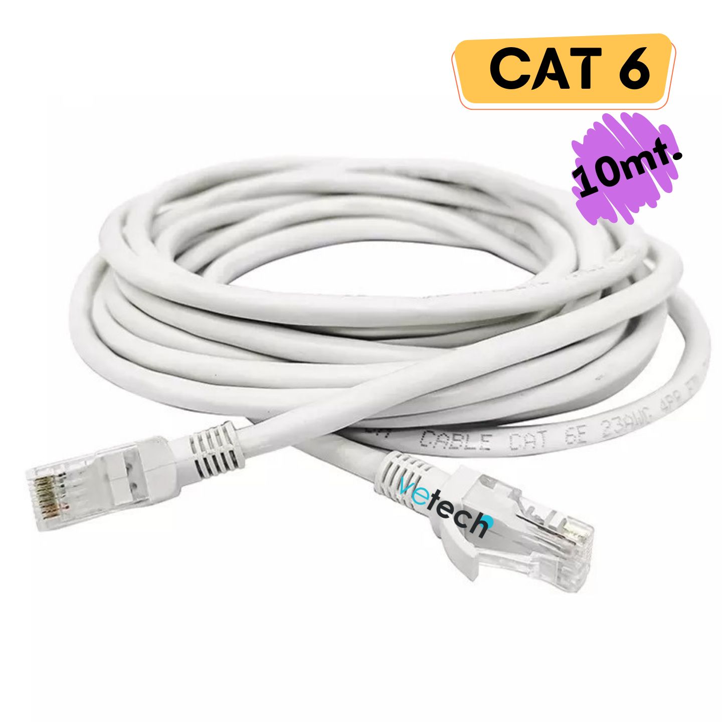 Vetech CAT6 10 MT Lan Ethernet Kablosu Fabrikasyon İnternet Kablo