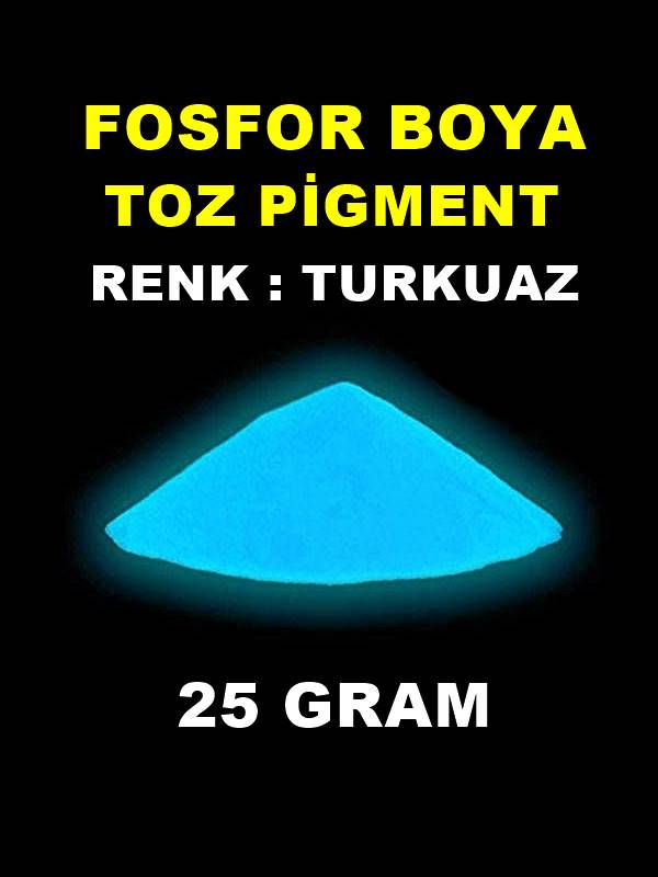 Fosfor Boya Karanlıkta Parlayan Turkuaz 25 Gram Fosforent Pigment