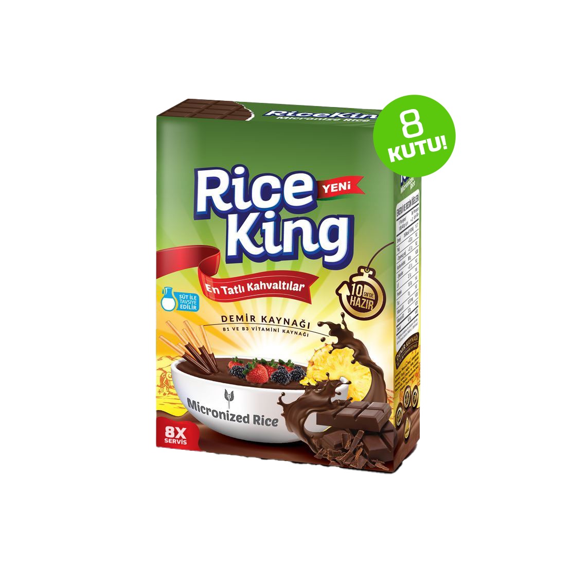 Rice King Mikronize Pirinç Çikolata 400 G (8Kutu)
