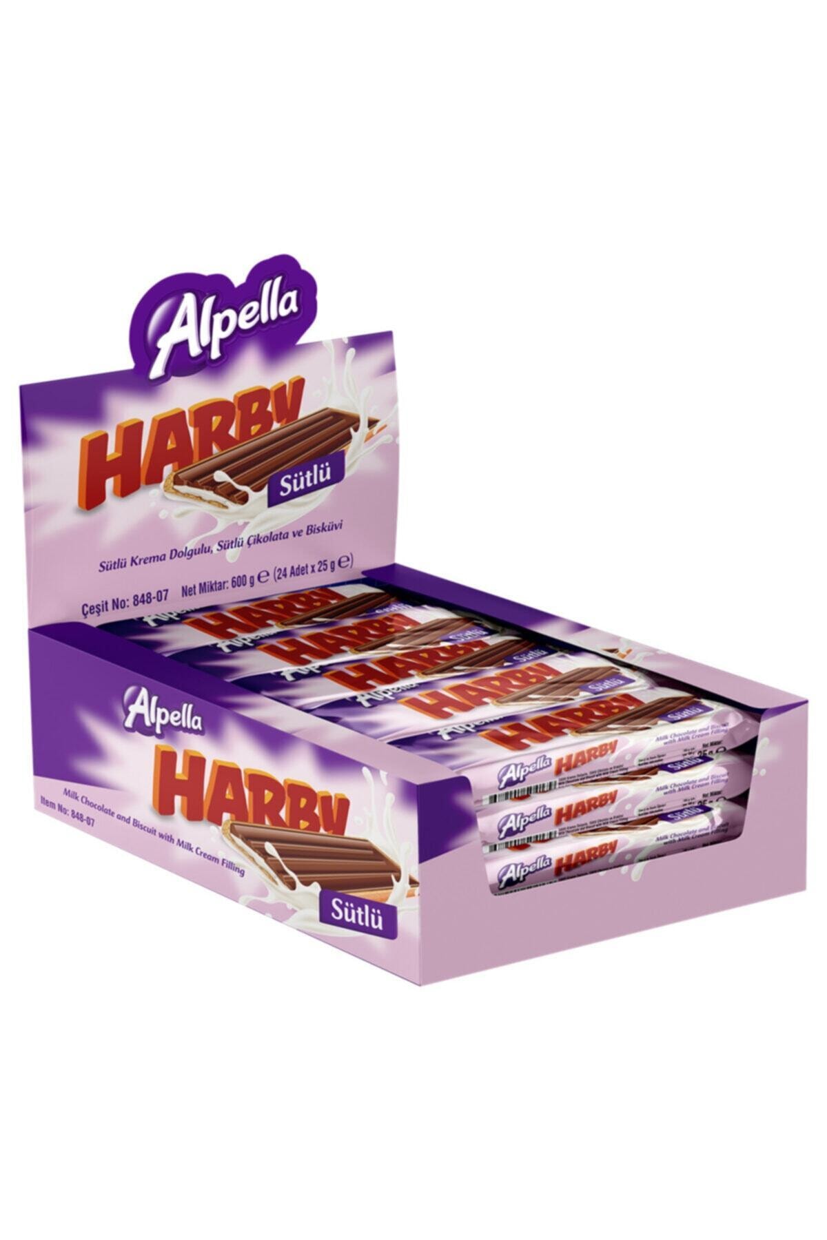 Alpella Harby Sütlü Krema Dolgulu Sütlü Çikolata ve Bisküvi 24 x 25 G
