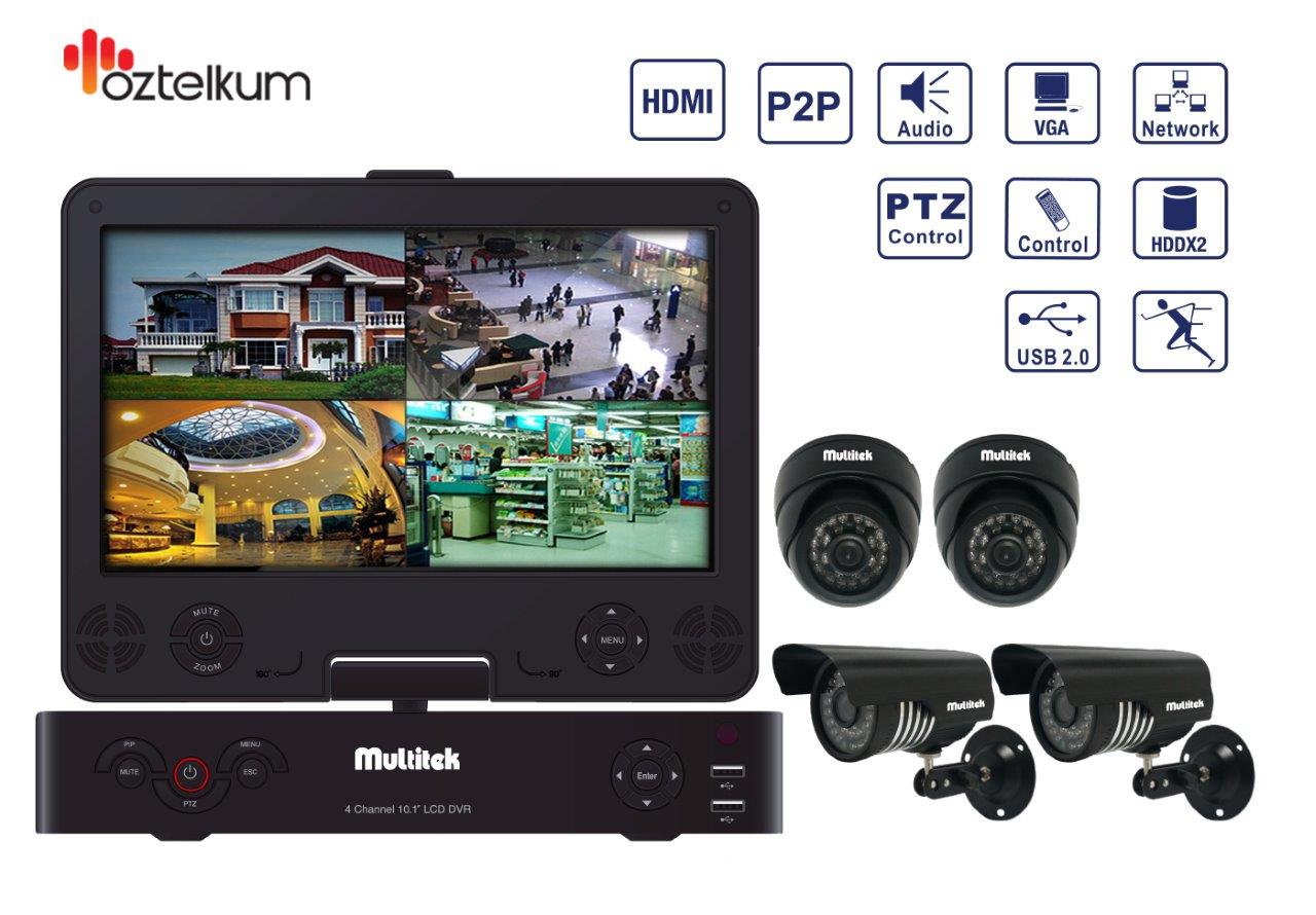Multitek Cdvr Kıt 6004 4 Kanal Lcd Ekranlı Dvr & Kamera Seti