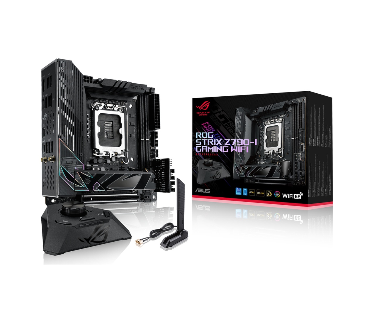 Asus ROG Strix Z790-I Gaming WIFI Intel Z790 7600 MHz (OC) DDR5 Soket 1700 Mini ITX Anakart