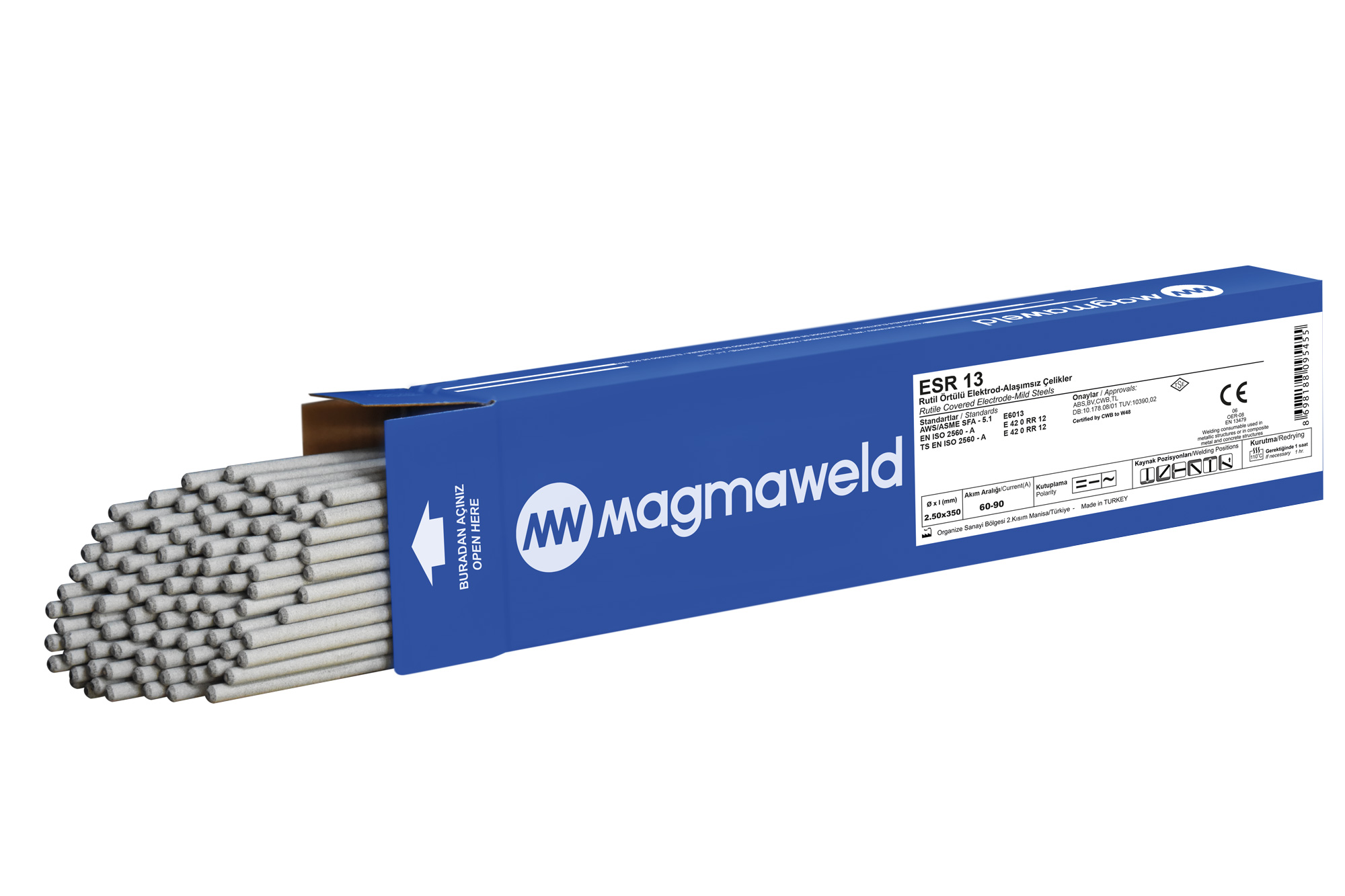 Magmaweld Rutil Kaynak Elektrodları ESR 13 2.50x350 MM - 100 Adet