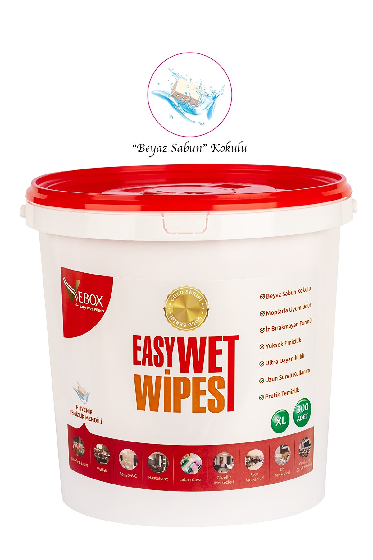 Vebox Easy Wet Wipes Islak Kova Mendil Beyaz Sabun Kokulu Gold 300 Adet