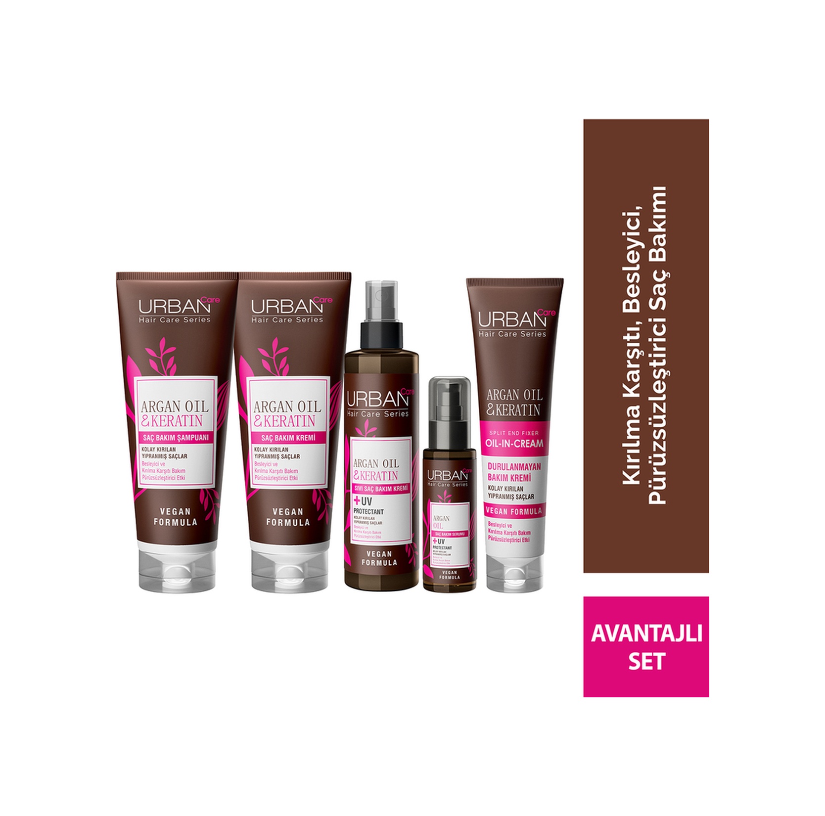 Argan Oil & Keratin Kolay Kırılan Yıpranmış Saçlara Özel Saç Bakım Seti-vegan