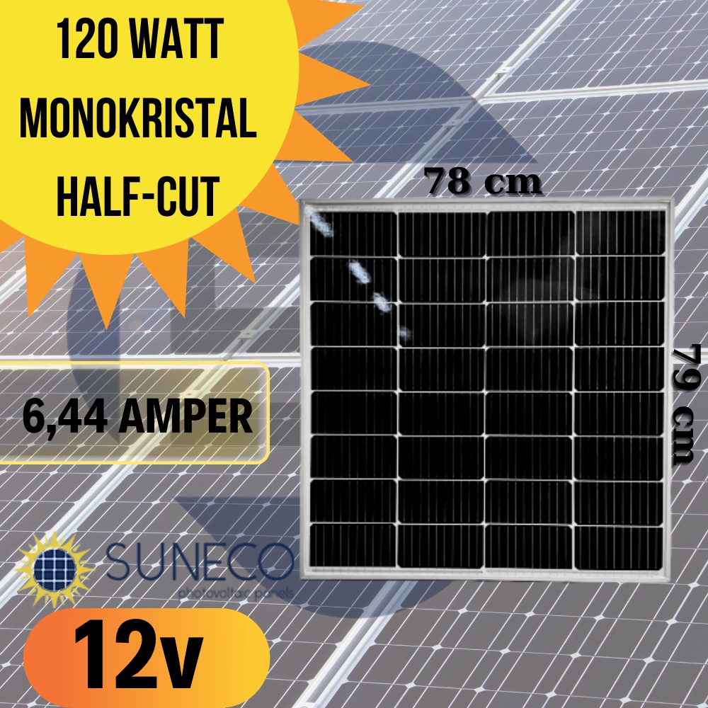 120w Half-cut Watt Monokristal Solar Güneş Paneli A Sınıf 12volt