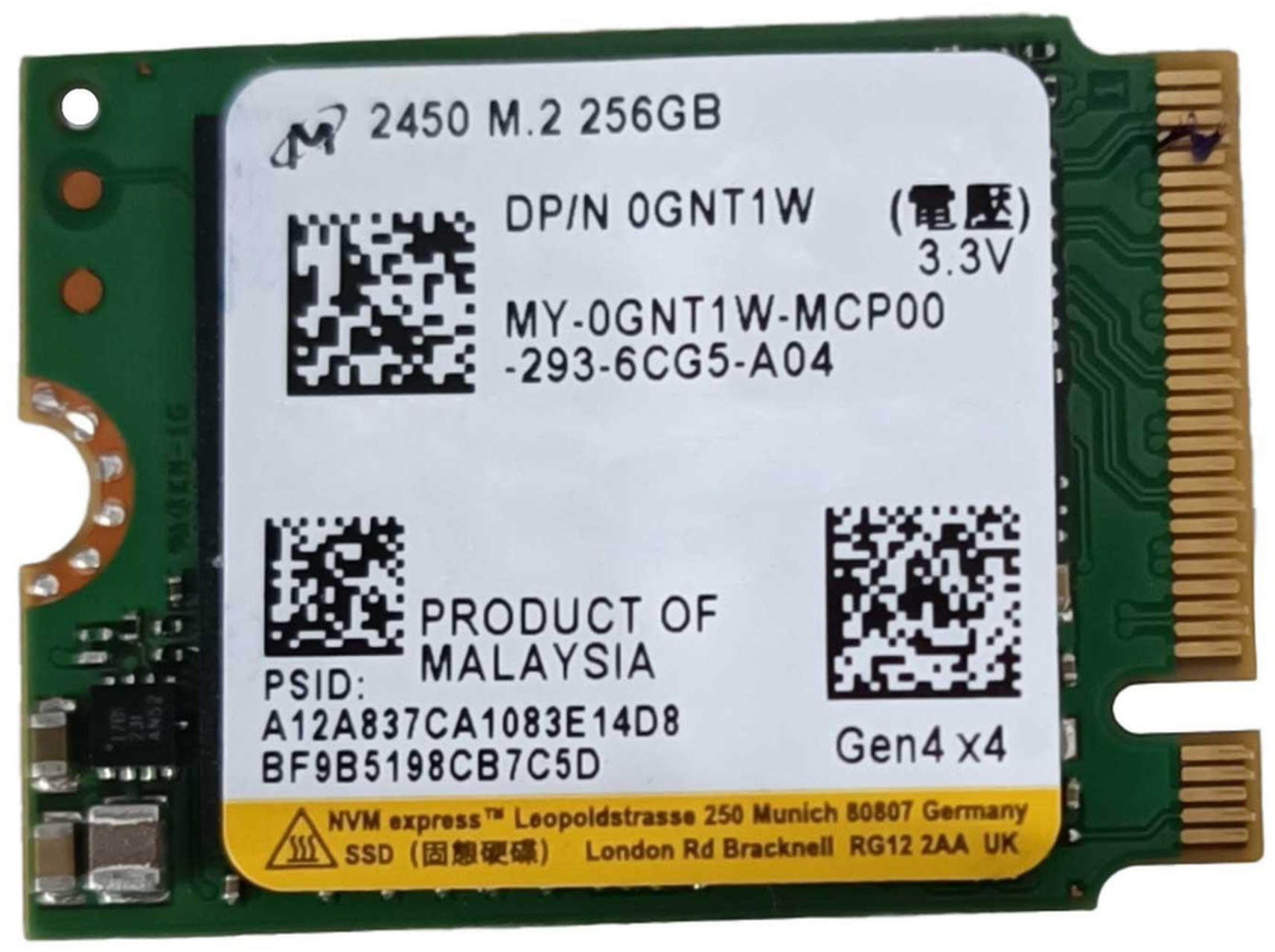 Micron 256 GB PCIe M.2 NVMe SSD