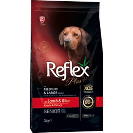 Reflex Plus Kuzu Etli Orta ve Büyük Irk Yaşlı Köpek Maması 3 KG