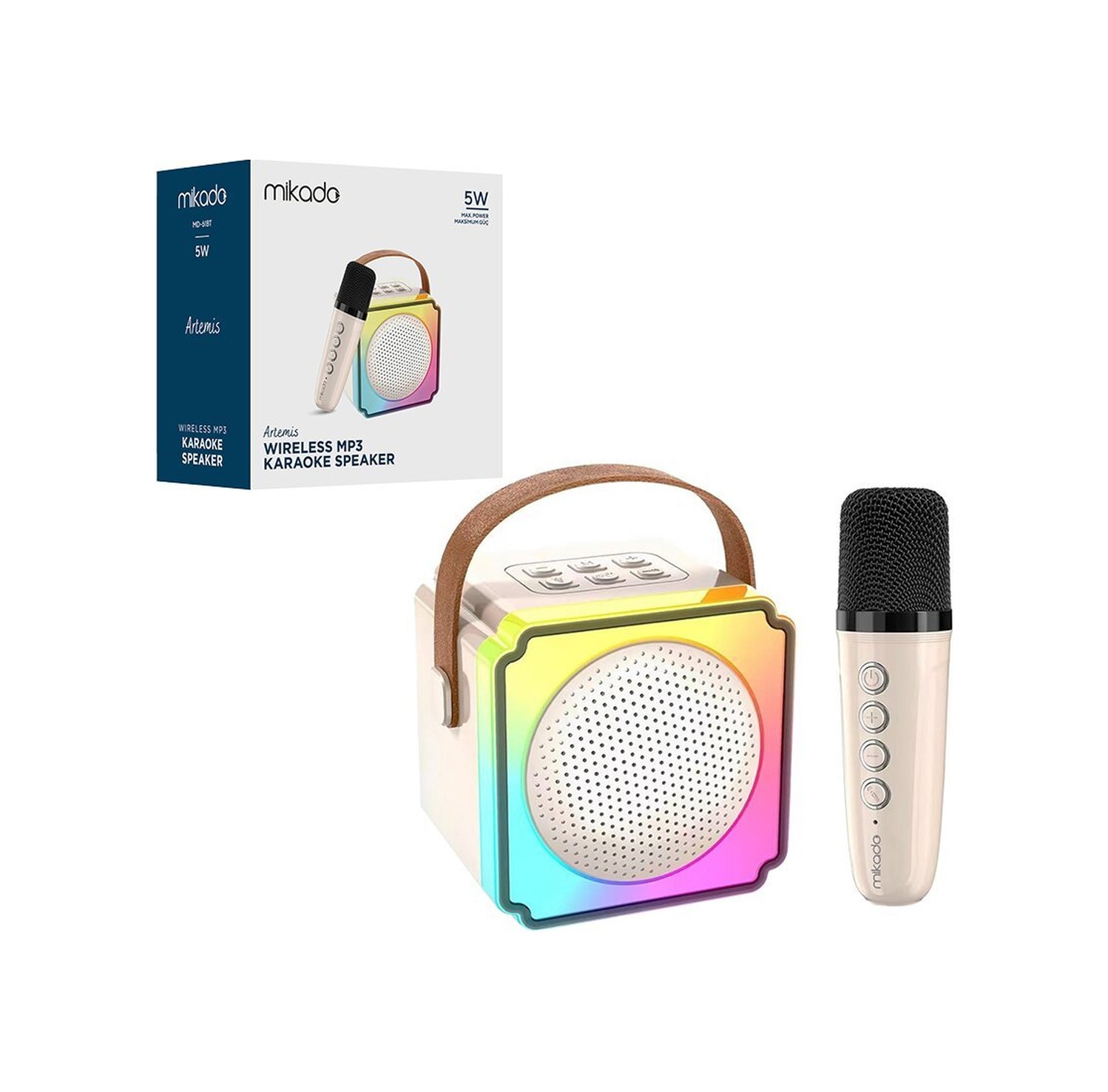 Mikado Artemis Md-61bt Karaoke Wireless Hoparlör Ve Speaker 5w Işıklı Tf Card Mikrofonlu Usb Şarjlı