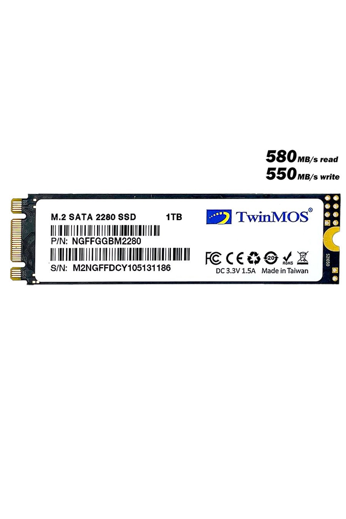 Twinmos NGFFGGBM2280 1 TB 580/550 MB/S M.2 2280 SATA 3 SSD