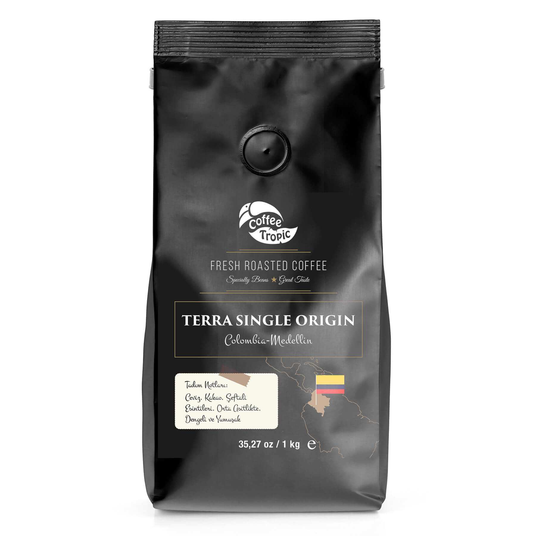 Coffeetropic Terra Single Origin Colombia Medellin Öğütülmüş Filtre Kahve 1 KG