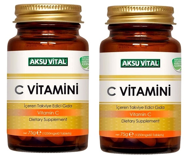 2 Adet C Vitamini - Çinko - D Vitamini - Aksu Vital - 120 Tablet