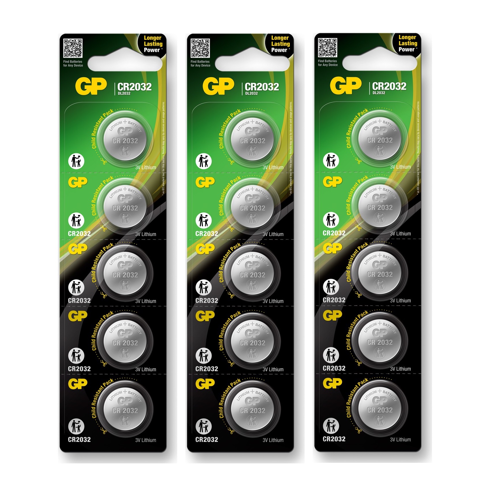 GP CR2032 3V Lityum Kartela Düğme Pil 5 x 3'lü