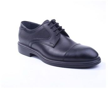 Rego 1388 Erkek Hakiki Deri Siyah Bağcıklı Klasik Ayakkabı