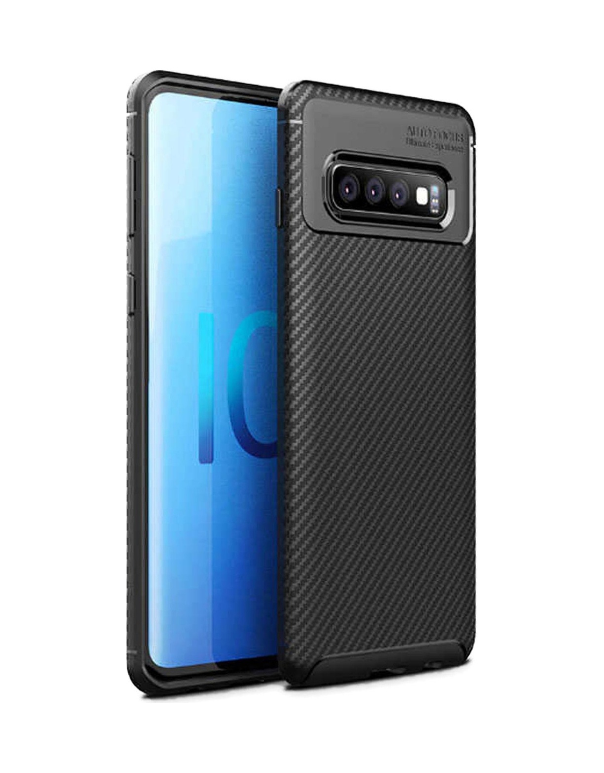 Samsung Galaxy Uyumlu S10 Kılıf Silikon İnce Karbon Lüx Siyah
