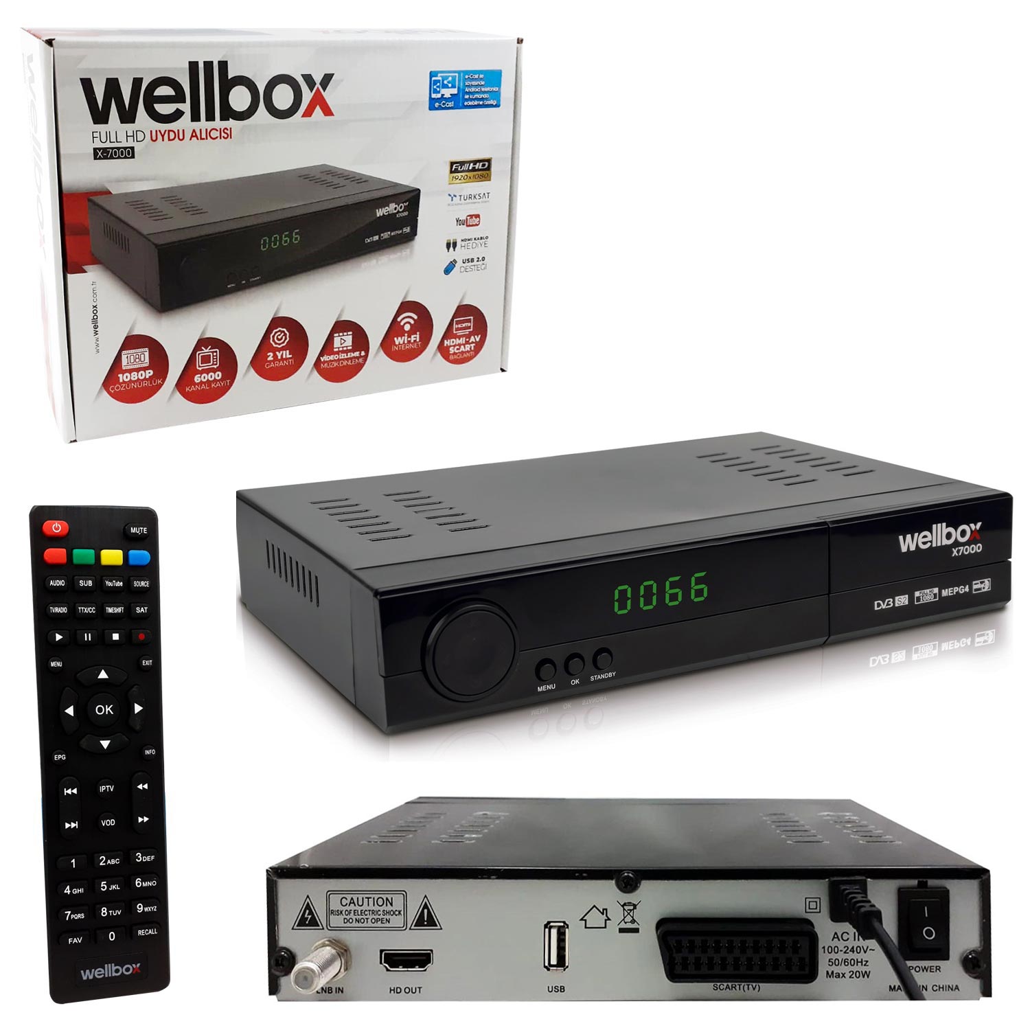 Wellbox X-7000 Kasalı HD Uydu Alıcısı