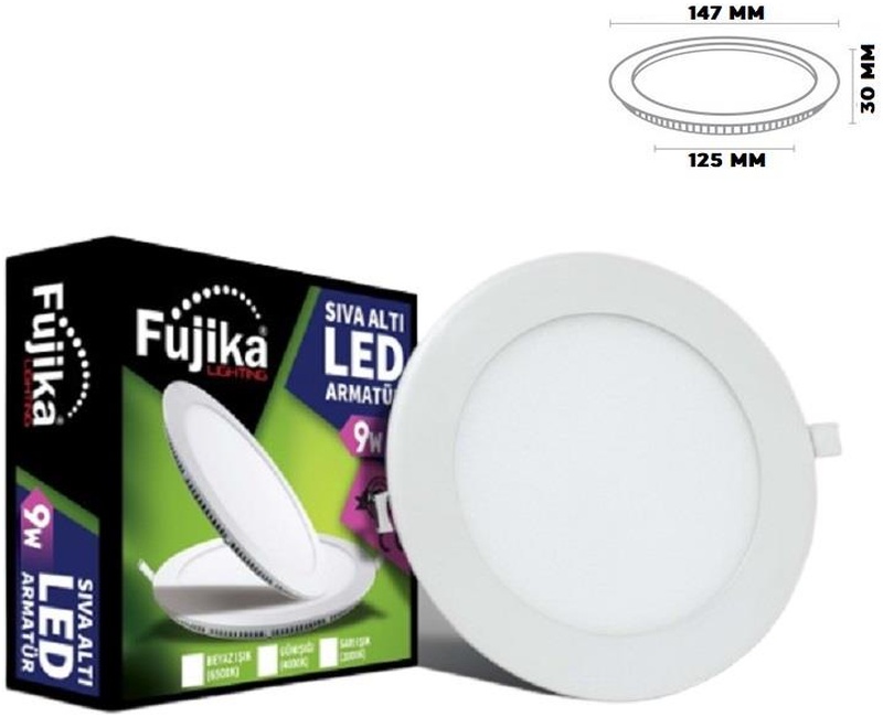 Fujika 9w Sıva Altı Led Panel Armatür Beyaz Işık