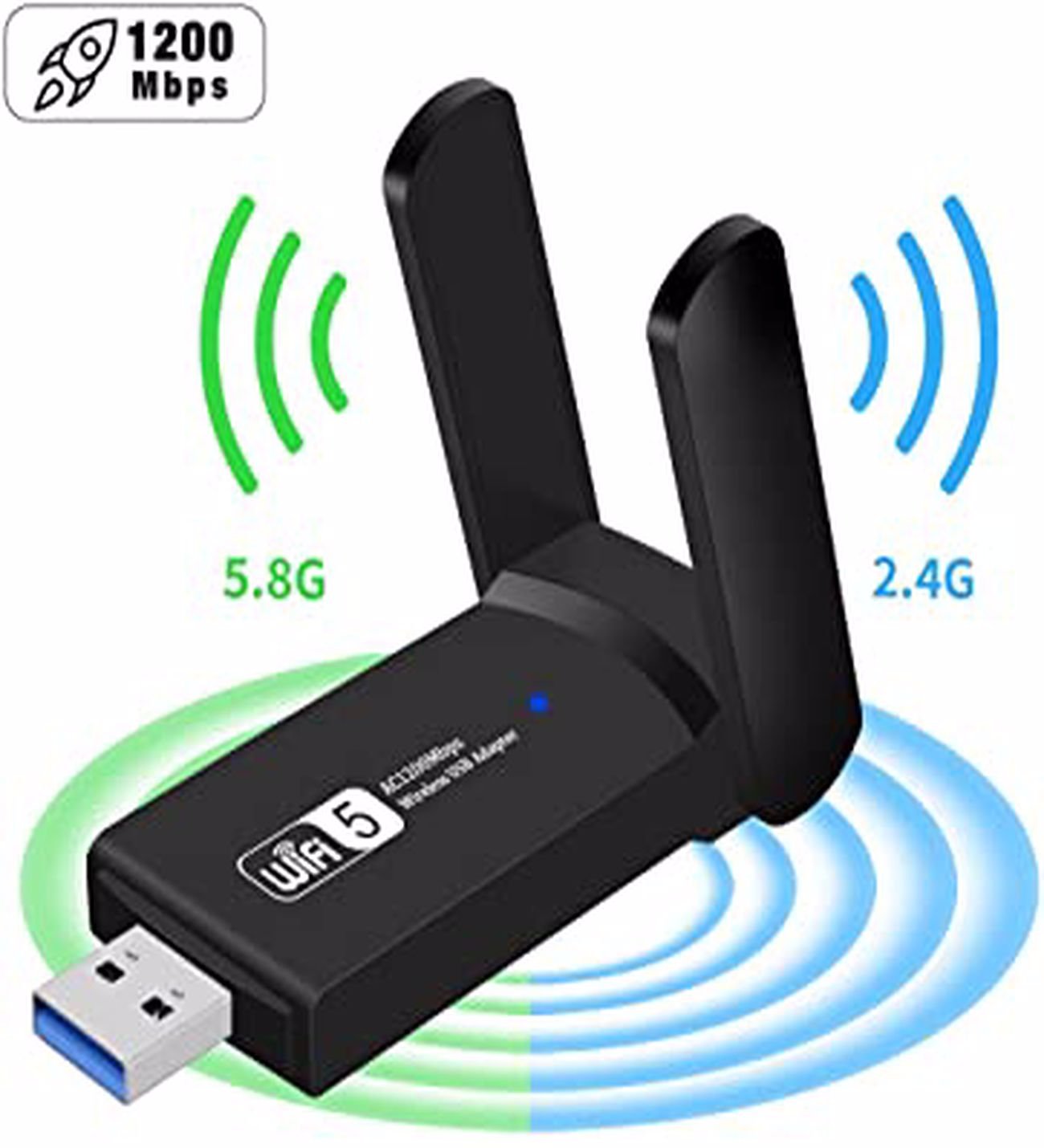 Vothoon Dual Band USB 3.0 Adaptör Kablosuz Wi-Fi Alıcı Ac1200 Mbp