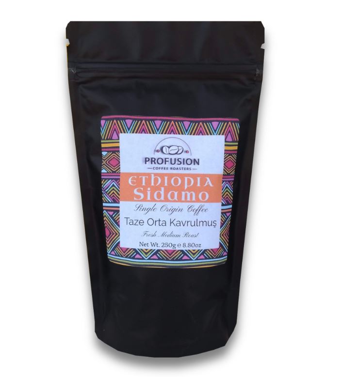 Profusion Coffee Taze Orta Kavrulmuş (Ethiopia) Etiyopya Sidamo Çekirdek Kahve 250 G