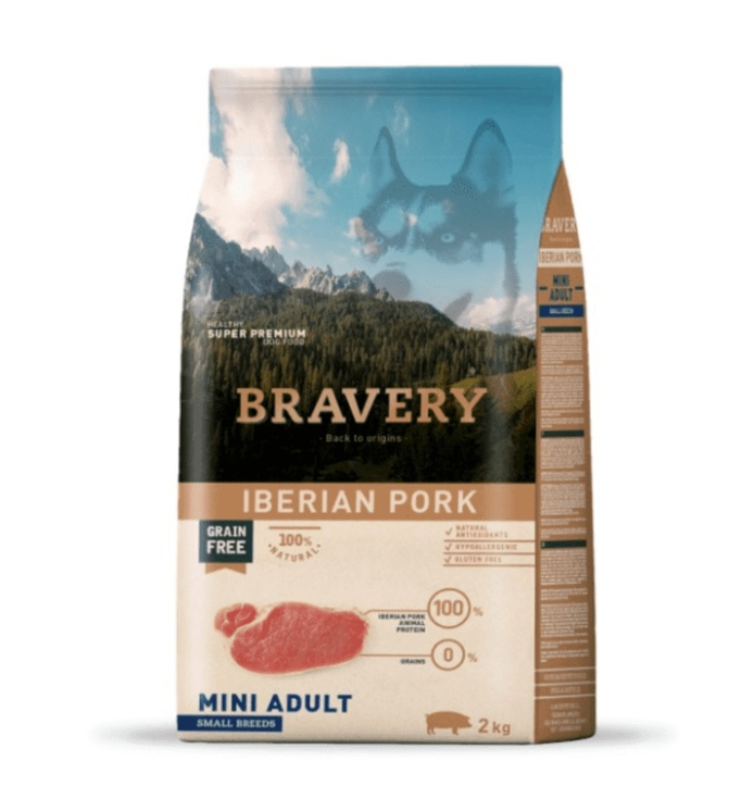 Bravery İberian Pork Tahılsız Domuzlu Küçük Irk Yetişkin Köpek Maması 2 KG