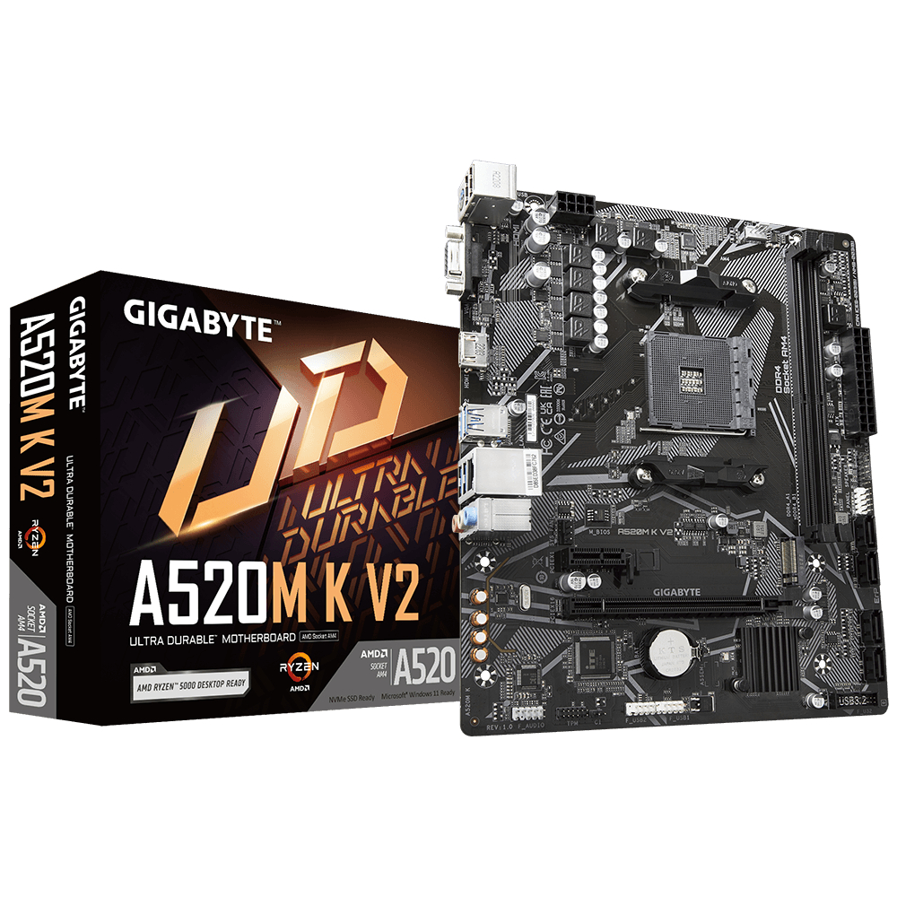 Gigabyte A520M K V2 AMD A520 5100 MHz (OC) DDR4 Soket AM4 mATX Anakart