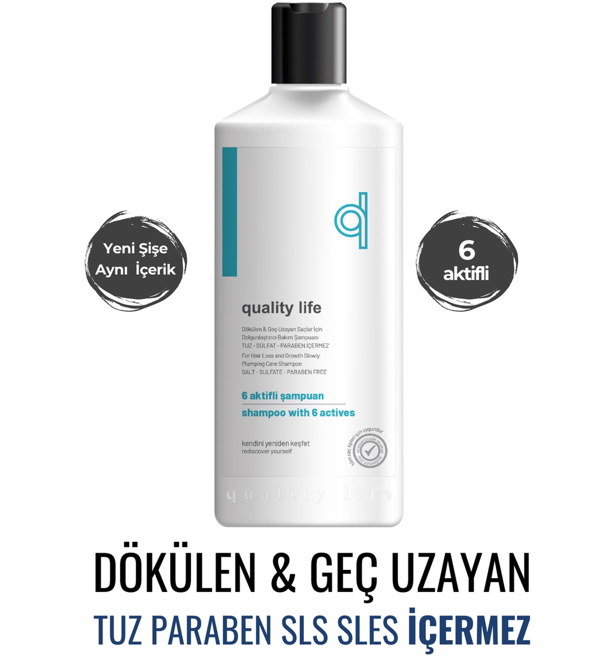 Quality Life Ql 6 Aktifli Dökülen & Geç Uzayan Saçlar İçin Şampuan 300 ML