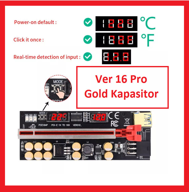 Riser Ver016 Pro Gold Kapasitör 10 Adet - 2 Display Ekranlı