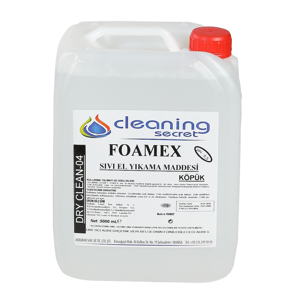 Cleaning Secret Dry Clean Foamex Köpük Sıvı El Sabunu 5 L