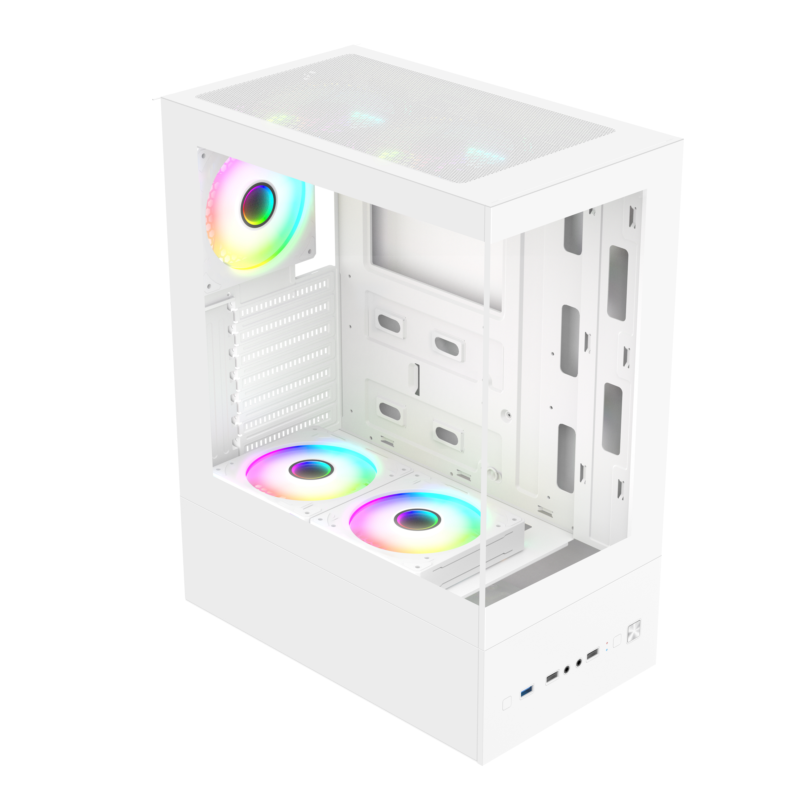 Zoko Smıle Beyaz 5x12cm Argb Fanlı Temper Camlı Atx Akvaryum Kas
