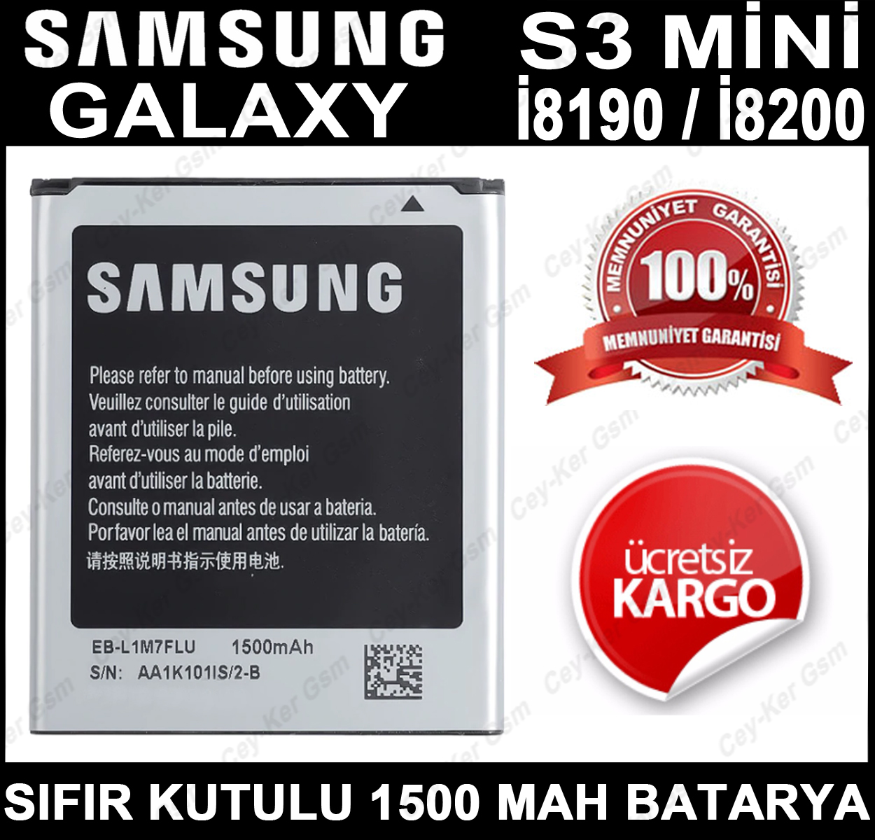 Samsung İ8190 Galaxy S3 Mini Batarya Garantili