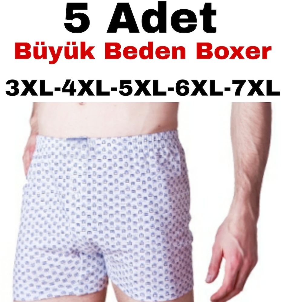 5 Adet Büyük Beden Erkek Boxer Erkek Iç Giyim Battal Beden Boxer