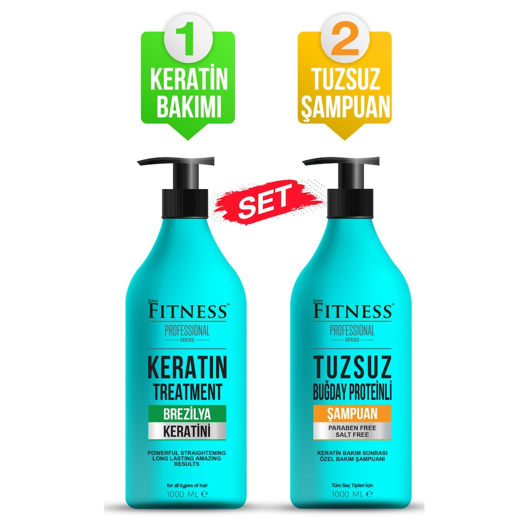 Fitness Professional Saç Düzleştirici Keratin + Tuzsuz Şampuan Seti
