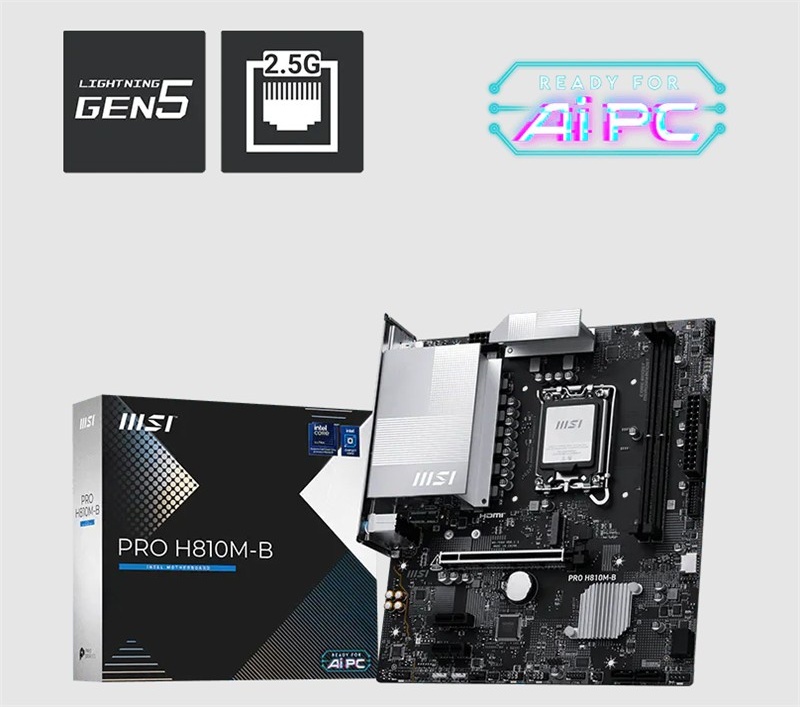 Msı Pro H810m-b Ddr5 6400mhz 1xhdmı 1xdp 1xm.2 Matx 1851p Intel Ultra Processors Serıes 2