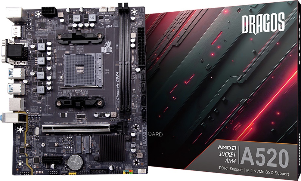 Dragos A520 D4 Sata,m2 Ddr4 4600mhz Usb 3.2 Hdmi Dp Ses G.lan Am4 Matx Anakart