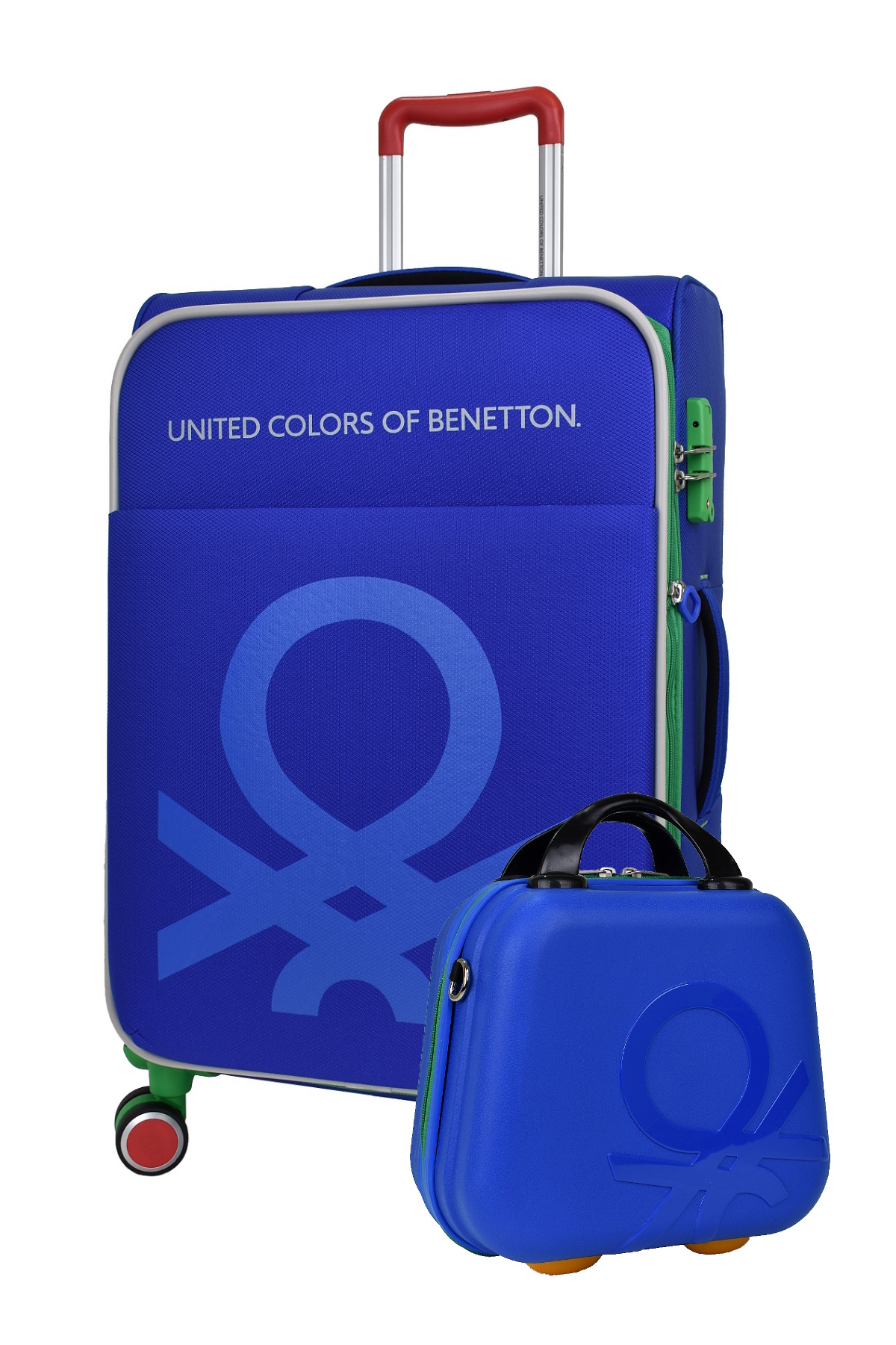 United Colors Of Benetton Ultra Light Hafif Lüx Kumaş 2'li Valiz Seti Orta Boy ve Makyaj Mavi BNT2200