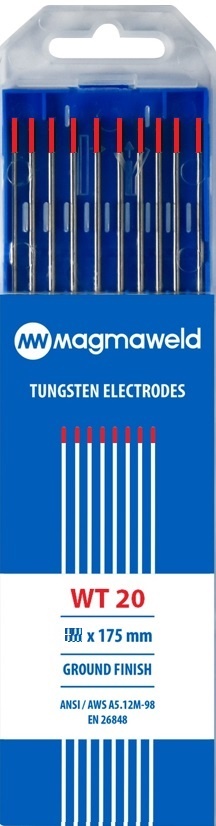 Magmaweld Tungsten Elektrod Kırmızı (WT-20) 1.6x175 MM - 10 Adet/Paket 7018000116