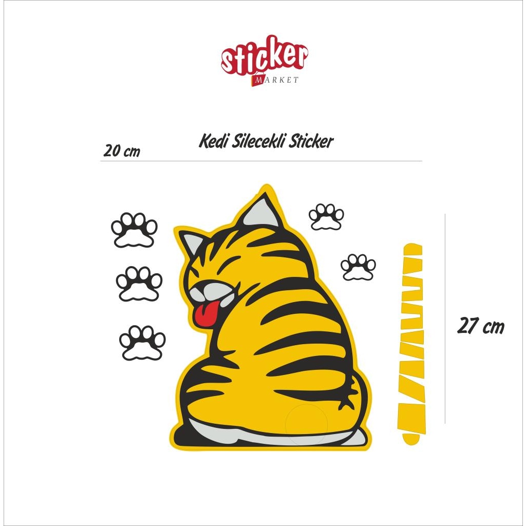 Arka Cam Kedi Stickerı Silecekli (137251322)
